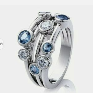 New blue cz silver ring